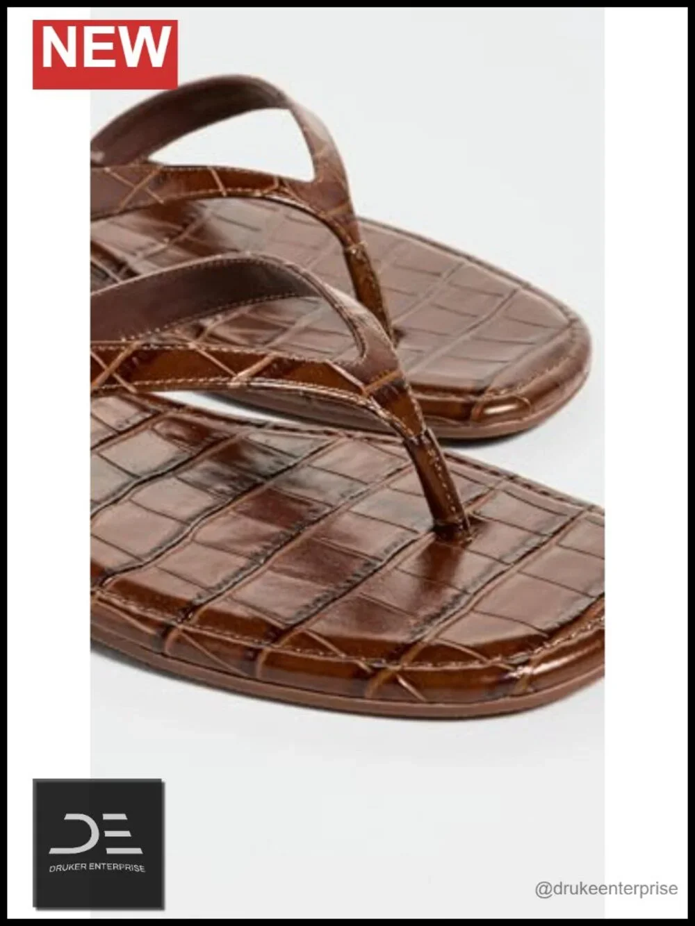 Elevated Flip Flops - Croc-Embossed Finish Padded Footbed Sandals